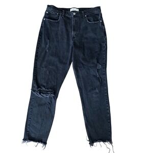 Abercrombie & Fitch Woman Distressed Black The Mom High Rise Jeans Size 30/10